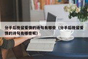 分手后挽留爱情的诗句有哪些（分手后挽留爱情的诗句有哪些呢）