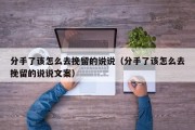 分手了该怎么去挽留的说说（分手了该怎么去挽留的说说文案）